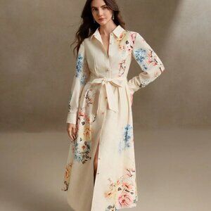 Anewsta NWT SZ 12 Floral print midi dress Feminine Dressy Coquette Romantic Chic